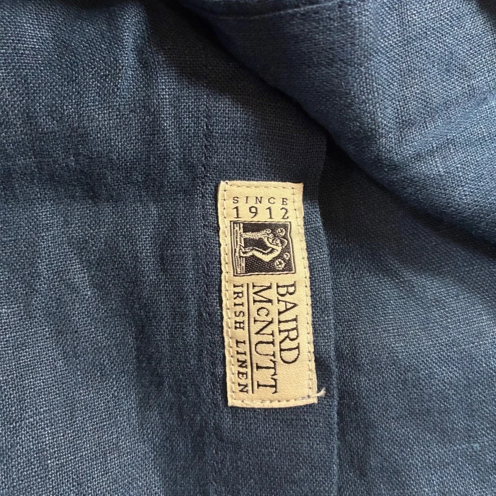 NEW J. Crew Baird McNutt Irish Linen Button Down Shirt Large Tall LT Navy Blue